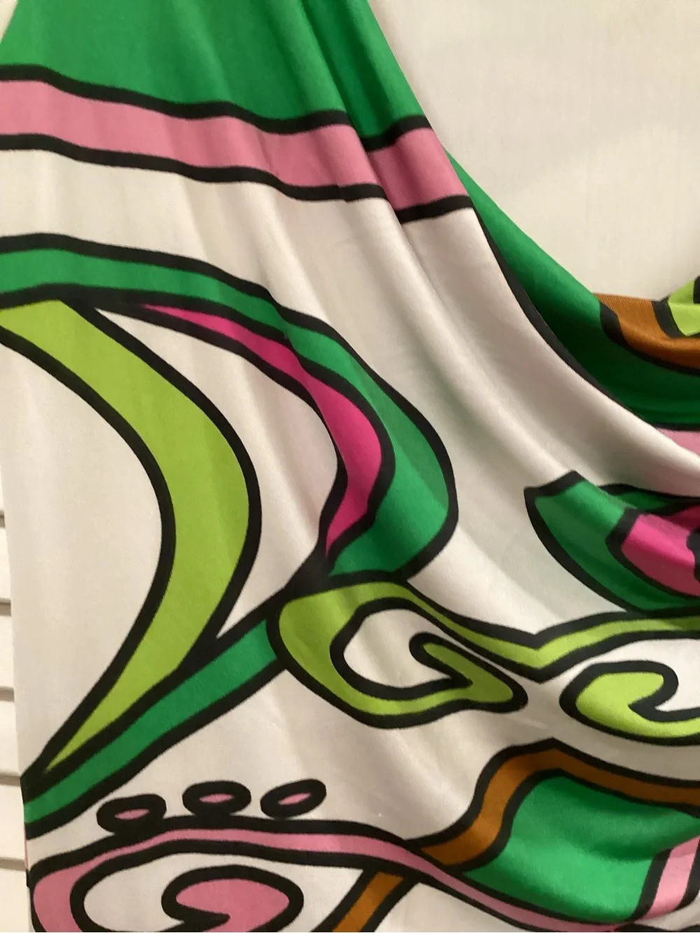 Analili White Mini Dress with Pink, Green & Brown Swirl Print